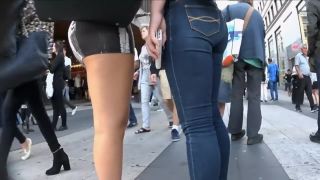 Candid Blonde Bubble Ass in Spandex Mini Dress -0