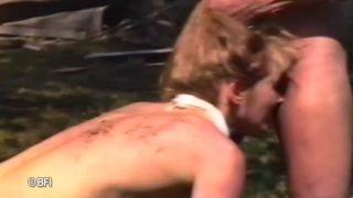 Girl like to suck and gets spanked outside. Vintage-8