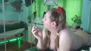 Fetish I smoke naked, smoking on the bed  hairy blonde pussy, long hair, lazy day -6