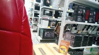 Exhibitionist wifeExhibitionist Wife red jacket  transparent dress in public store-2