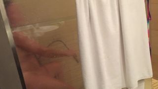 Caught wife masturbating with jet water in the shower-0