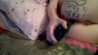 Horny amateur teen masturbating ass with hairbrush on webcam-1