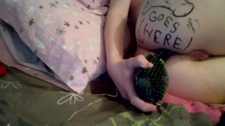 Horny amateur teen masturbating ass with hairbrush on webcam-2