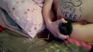 Horny amateur teen masturbating ass with hairbrush on webcam-8