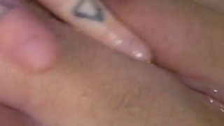 Playing with my wet pink pussy - extreme close up-0