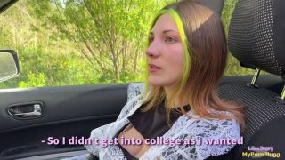 Dick Riding - Will you be my kept woman Schoolgirl fucks and sucks a strangers cock in his car.-1