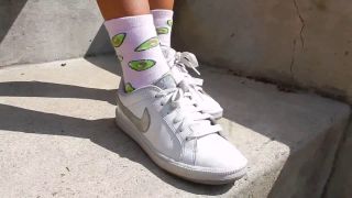 Footfetish 18yo Allyson N Freshman Teen Feet In Avocado Socks & Nikes - Foot Fetish-1