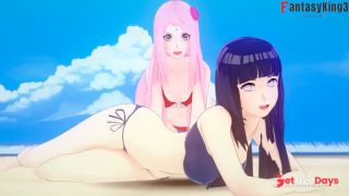 Hinata And Sakura Love Triangle ends with a threesome  Full movie on Patreon Fantasyking3-3