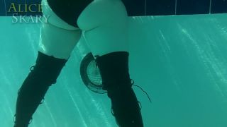 online video 43 AliceSkary - Underwater & Poolside Thigh High Boots | black | high heels porn seka black sex-4