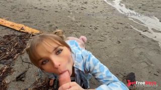 POV Ava Archer Sucks Your Cock Outdoors On A Public Beach - Facial Cumshot 4K-1