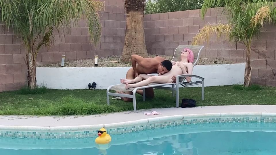 online xxx clip 36 porno v anal Andre Stone - Pink Hair Trans Girl Claire Gemini Sucks Cock by the Pool (17-12-2022) [HD, 720p], shemale on hardcore porn