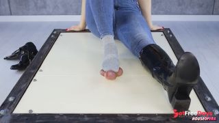 Leather Boots Bootjob Sockjob Footjob  CBT in Cockbox  Era-3