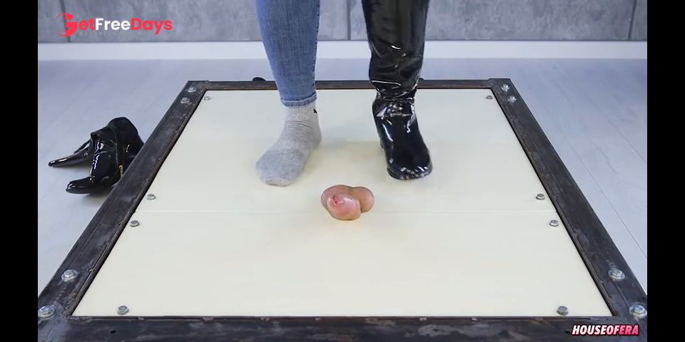 Leather Boots Bootjob Sockjob Footjob  CBT in Cockbox  Era