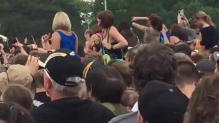 Hot girl flashes tits during a concert-8