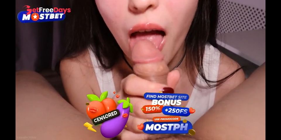 Hot blowjob to cum from a cute Russian girl - dirty talk, russian