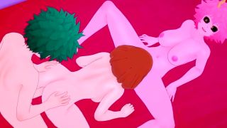 Wet Waifus - Ochako and Mina have Double Sex with Deku in Love Hotel - My Hero Academia Hentai-5