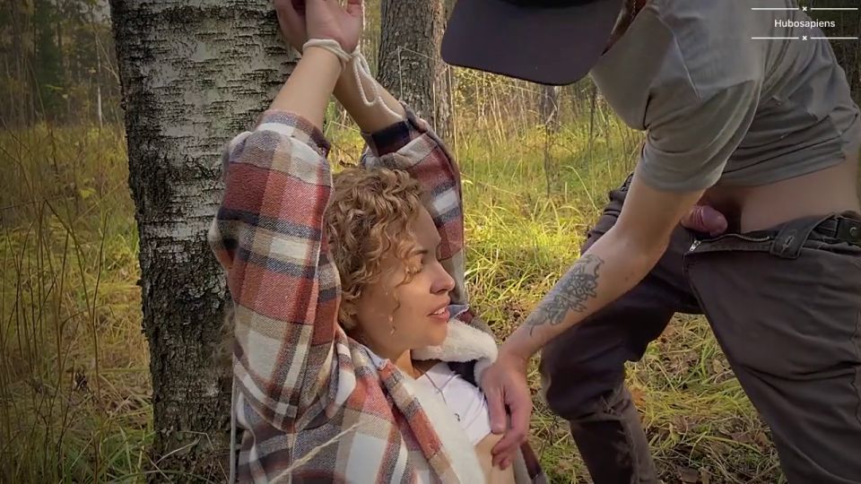 Big Tits Porn Sex in a warm autumn forest