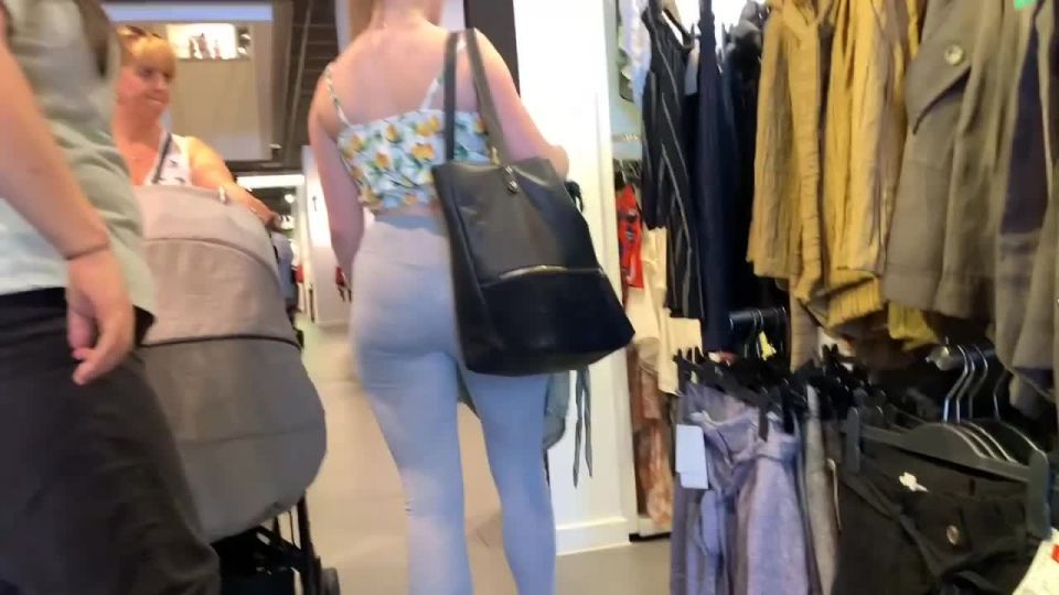 Sexy daughter shopping around with fat mother Voyeur!