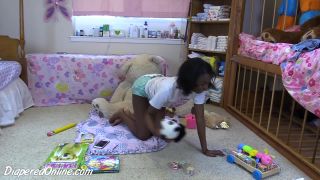 DiaperedonlineIris Iris Playing on Floor in Shortalls-6