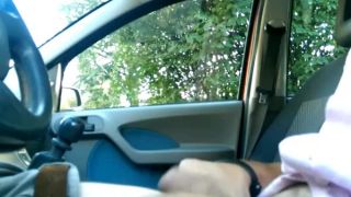 Guy plays with his cock inside car-6