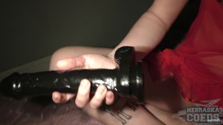 NebraskaCoeds 20190409 big black dildo in tiny teen pussy 19yo brille stretched to the brim-0