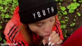 Woods Girlfriend sucked deep throat and was fucked hard in the woods-5