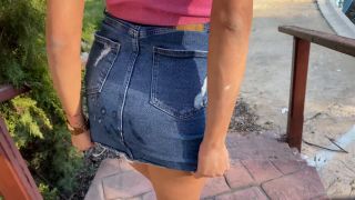 Public Sex With Hot Babe Walking With Cum On Her Denim Skirt - Public-9