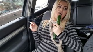 Public Public Fuck with Big Cucumber until Squirt- Car Masturbation Street-3