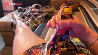 Handjob - jerking off and cumming in fashionable panties-1