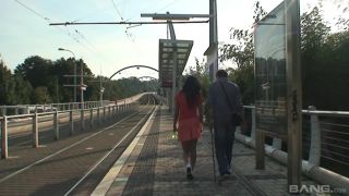 Exotic Elis Black Sucks Cock And Masturbates On Busy Streetcar Bridge Public!-0