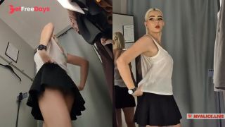 I try on transparent clothes in the fitting room. Amateur video in dressing room-3