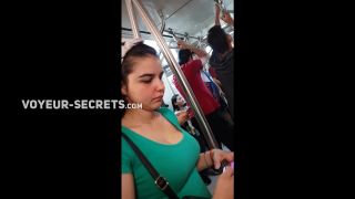 Busty girl from within public transport public -2