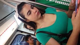 Busty girl from within public transport public -5