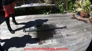 Deck Bondage with Puddles the Sissy - Guest Star Mistress Minax Latex!-6