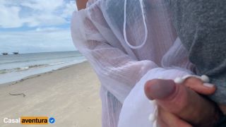 [GetFreeDays.com] Public Handjob on the Beach - People around handjob caption porn-3