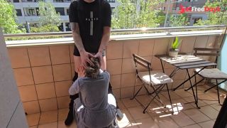 Busty French Girl Sucks My Cock on a Paris Hotel Balcony Risky Blowjob-9