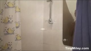 Blonde Porn Tiny Miley with natural tits Shower Orgasm-2