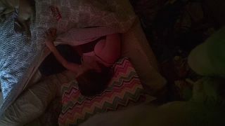 Hungry horny wife watching phone porn and fingering pussy under cover. spy cam - Masturbation-0