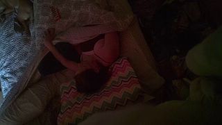 Hungry horny wife watching phone porn and fingering pussy under cover. spy cam - Masturbation-1