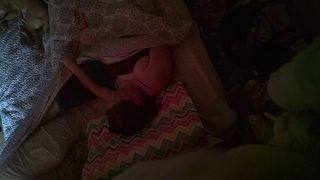 Hungry horny wife watching phone porn and fingering pussy under cover. spy cam - Masturbation-2