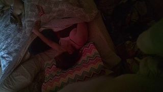 Hungry horny wife watching phone porn and fingering pussy under cover. spy cam - Masturbation-4