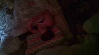 Hungry horny wife watching phone porn and fingering pussy under cover. spy cam - Masturbation-9