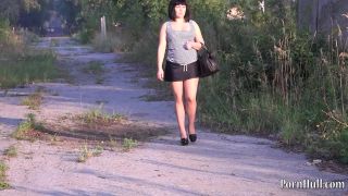 walking in tan shiny pantyhose-7