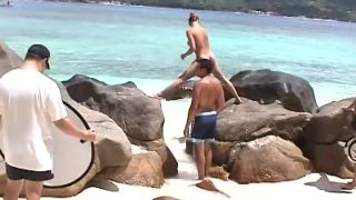 Marushka - BTS - beach and 3 boys GroupSex!-4