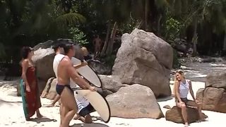 Marushka - BTS - beach and 3 boys GroupSex!-5