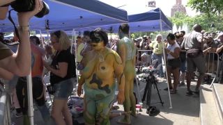 Public nudity with funny body paint-6