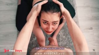 Step Mom in Leggings for Doing Yoga, but Step Son Cant Watching Tv and Fucks...-9