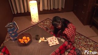 Horny Japanese Teen With Glasses Plays With Her Hairy Cunt On The Floor-0