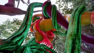 3D monster threesome with two girls - Dryad and Elf in forest-5