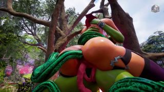 3D monster threesome with two girls - Dryad and Elf in forest-6